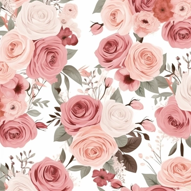 Boho rose seamless pattern for fabric, creamy background, floral digital paper, Pink wedding clipart with rose bouquets