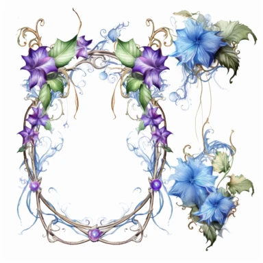 morning glory rococo frames twisty brambles jewels icicles watercolor clipart