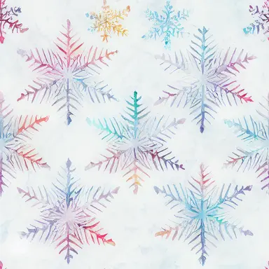 gradient snowflakes pattern simetric, white background in watercolor clipart style