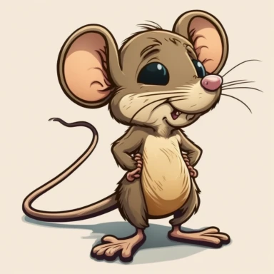 a little rat mouse with long tail in a good mood, full body disney style, clipart, vector art, without background, very detailed, super sharp, clean drawing, high quality, bold outlined