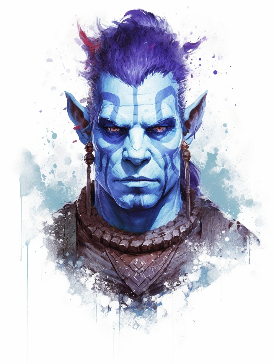 avatar character,blue and purple, clipart png, realistic, digital painting, WHITE BACKGROUND, fantasy style, realistic, painting, watercolor, 8k, ultra details,