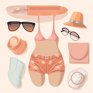 clipart, Bikini für Damen, neutrale Wasserfarbe, dezente Farbe, BH und Slip einzeln, weißer Hintergrund