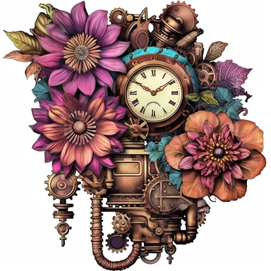 Immerse yourself in the whimsical world of steampunk and create a collection of vibrant and attention-grabbing steampunk floral arrangements clipart. Utilize a mixed media approach, combining traditional and digital techniques to achieve a unique and visually striking result. Incorporate steampunk elements such as gears, cogs, and vintage machinery, seamlessly blending them with the organic beauty of flowers and foliage. Draw inspiration from artists like Gustave Doré and H.R. Giger, infusing th