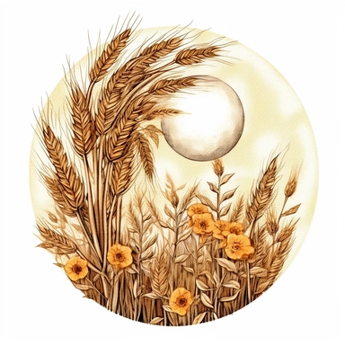 clipart of a harvest moon, white background, clipart, vintage style--q2--s1000
