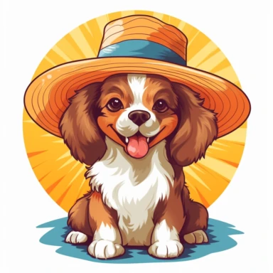Bring the sunny vibes of summer to your designs with an adorable cartoon-style clipart of a Cavalier King Charles Spaniel enjoying the season against a clean white background. Envision a cute and playful Pomeranian with a big smile, bright eyes, and perhaps wearing a colorful sun hat or holding a beach ball. The clipart can capture the essence of relaxation and fun in the sun. Against the white background, the cartoon-style Pomeranian clipart will stand out, adding a touch of happiness and warmt