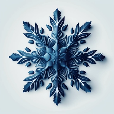 a logo design of a dark solid blue digital clipart style snowflake with frost crystals or ice crystals with a solid white background that is high resolution featuring intricate details, intricate, precisionist lines and shapes, imitated material, minimalist illustrator art style