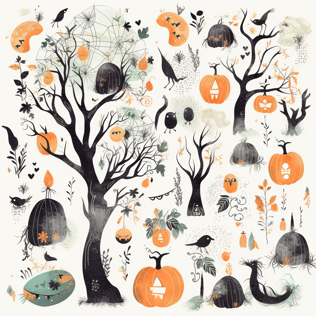 halloween trees cliparts