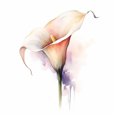 Let your brush strokes capture the essence of a classic wedding flower, the calla lily. Paint a watercolor clipart that showcases the slender, curving lines of the flower, along with its trumpet-shaped bloom. Use gentle, muted tones to evoke elegance and sophistication.