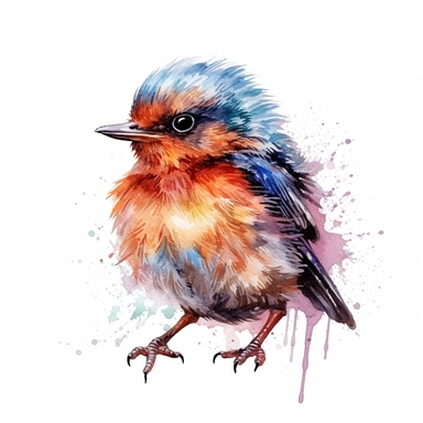 colorful Cute baby Bird, watercolor styles, ClipArt for Nursery, Sublimation Clipart,hyper realistic, intricate detail, illustration style,high solution,on the white background