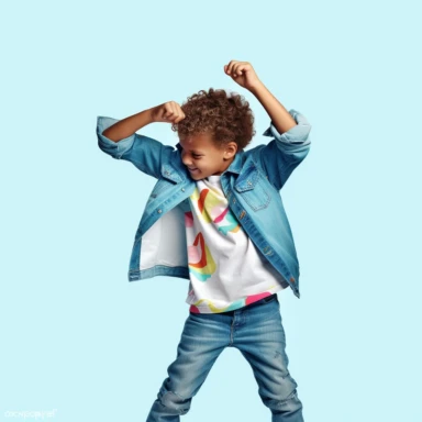 high def photograph clipart vector image with plain white background of a hyper realistic high definition photograph of a kid dabbing. extremely detailed. 35mm lens. 8k. Ultra HD.