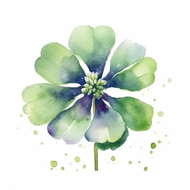 Watercolor single Clover Clipart
