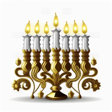 vector clipart on white background golden menorah 7 candles is the symbol of Israel