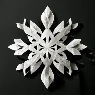 white paper snowflake, snowflake made of white paper, black background, no shadow, realistic, clipart