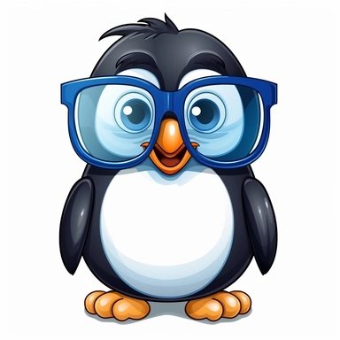 cartoon penguin with glasses on white background clipart v5