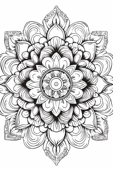 mandala paterns coloring book page in the style of psychedelic, symmetrical, clip art,minimalist style,ultra clear draw-lines,line art style for coloring book,white background,logo style,simple design with a lot of coloring space that's not cluttered,realistic design,fill colour white,stroke colour black,thick lines