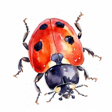 watercolor ladybug clipart, vibrant colors, cartoon style