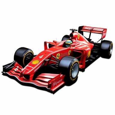 ferrari F1 car clipart, white background