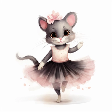 a ballerina cat in style of claris mouse clip art