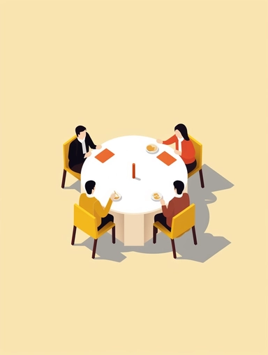 create a clipart icon of table capacity, 4 people fit athe table, pure color, yashica mat-124g, minimalist staging