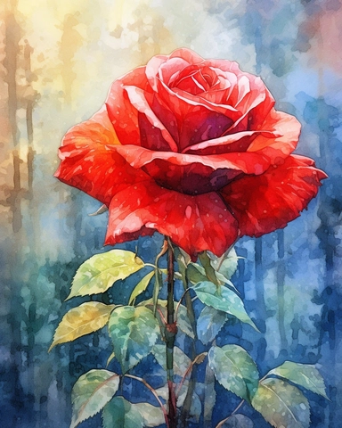 rice paper background. A stunning watercolor impressionist painting of big red rosewhite clipart depicting it in full form. The painting is rendered in HDR, DTM, full HD, and 8K resolution, with ultra-detailed brushwork that captures every nuance and detail of the subject. The painting is created by master artists such as Artgerm, Yoshitaka Amano, or Stefan Gesell, who are known for their realism and superb skills in professional color grading. The colors are vibrant and dynamic, with soft shado