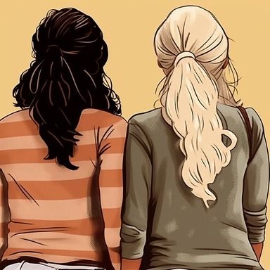 clipart of adult best friends, friends forever, back facing, fashionable, closeup