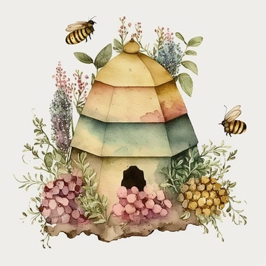 watercolor beehive clipart