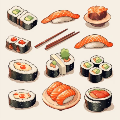 japanese food icons and illustrations clipart