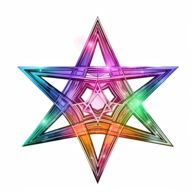 discopunk witches 5 point star, northern lights, isolated on white background, clipart, highly detailed