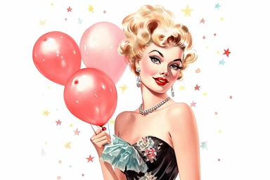 1950s Pin up girl New Years Eve watercolor clipart