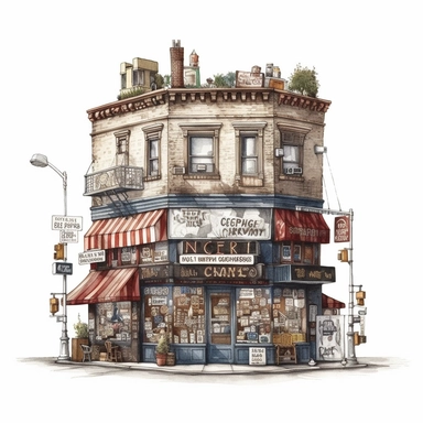 clipart de cafeteria de nueva york, acuarela, 16k, hiper minimalista, megapixel, full color, super detailed,insanely detailed and intricate, ultra detallado