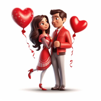 valentine's day, couple, latin, cute cartoon, 8k, detailed, clipart, white background