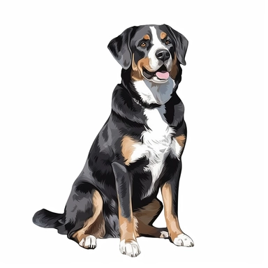 illustration of Greater Swiss Mountain Dog dog clipart, isolated, white background