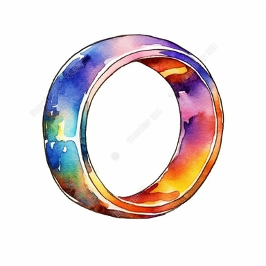 ring, 90s Retro dirty style Sublimation Clipart, watercolor, isolated on white background