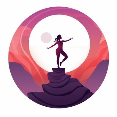 Design a yoga clipart showcasing a yogi or yogini in a challenging mid-journey pose, demonstrating resilience and determination. Surround them with imagery that represents obstacles overcome and personal growth. clipart, white background