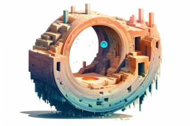a close up of a infinite loop open pit mine on a white background, james gilleard and james jean, escher, trending on artisation, connectedness, scutoid, mit technology review, by Sam Spratt, dan mcpharlin : : ornate, wormholes, tetris, monolithic, stylized stl, clipart icon, simple 4 colors from gray to metalic blue, vector-based, sharp border, plane color and very define, high quality, digital art, 8k resolution, masterpiece, congruent, amazing, incredible, awe-inspiring, mind-blowing, masterf