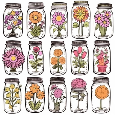 Flower Doodle Clip Art / Hand Drawn Flowers / Flowers in Jars / Digital Download / Summer Clip Art / Whimsical Flowers Flower Doodle, Clip Art, Hand Drawn Flowers, Flowers in Jars, Digital Download, Summer Clip Art, Whimsical Flowers, Flowers, Mason Jars, Hand Drawn, Summer Graphics, Spring Graphics, Floral Clipart