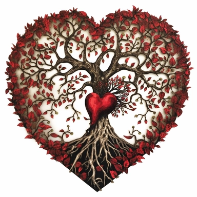 cut out tree of life in a heart clipart