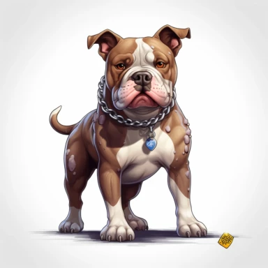 AMERICAN BULLY CLIPART, CARTOON, VECTOR, STRONG DOG, MUSCLE, AMERICAN BULLY MINI, EXOTIC BULLY, color dog white and chocolate, ASPHALT, ULTRA RESOLUTION , 4k, high resolution, 3d