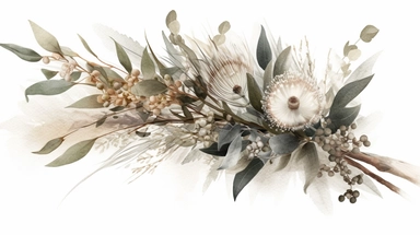 1 tiny boquet of eucalyptus with dried pampas, ideal for wedding stationary, clipart