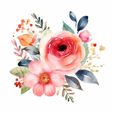 happy new year theme watercolor clipart white background