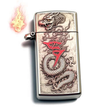 clipart Lighter with engraving of capital letter Y and Yakuza, white background