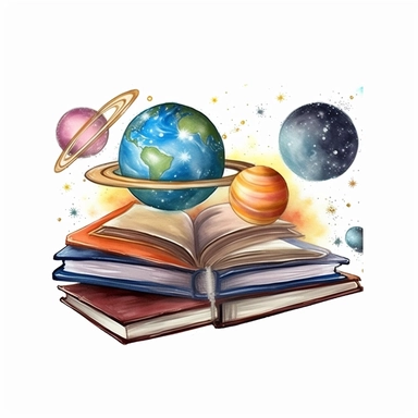Magic Book with Planets Watercolor Sublimation Clipart, Clipart, white background, no watermark, no text, no word,