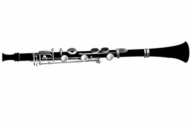 simple icon long clarinet, clipart, vector style, black and white, clear white background