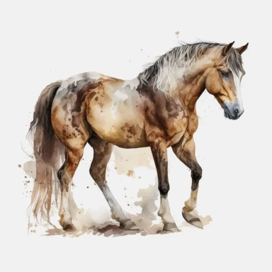 horse watercolor clipart illustration, transparent background