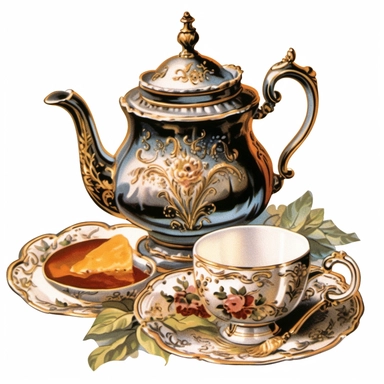 clipart, 1800s, english tea , no background