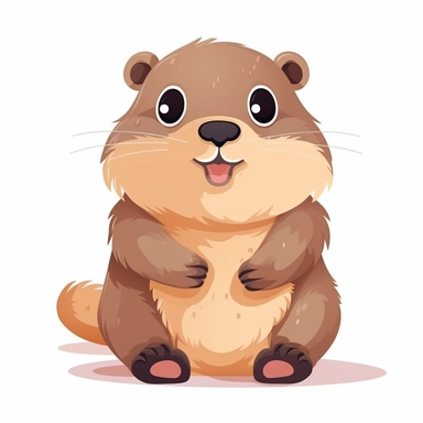 cute baby Groundhog clipart, happy, animal only, isolated on white background, illustration, pastel colors, no shadow, vector, high definition, Full HD, 8k