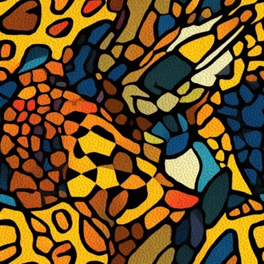 close up of a leopard print design, illustration, mosaic, heavy line art, darkly detailed, clipart