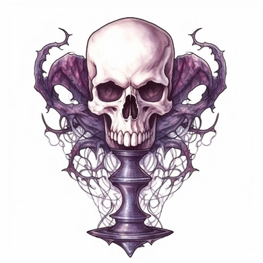 evil one chalice clipart, watercolor, dark colors purple, white background