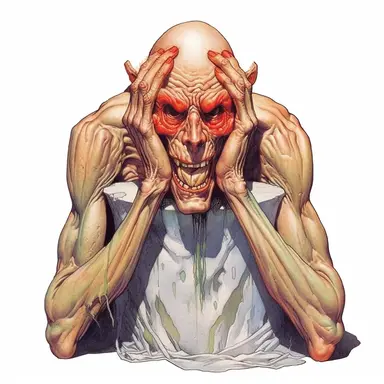 evil horror grotesque mutant creepy despair clipart, white border, Gregoire Guillemin, Frank Frazetta, gerald brom, white background