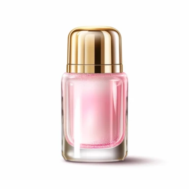 pinkish nail polish in glass bottle with golden cap, clipart style, to separated the products, procreate illustration, on white background, hyper detailed, high resolution, illustration, 3D